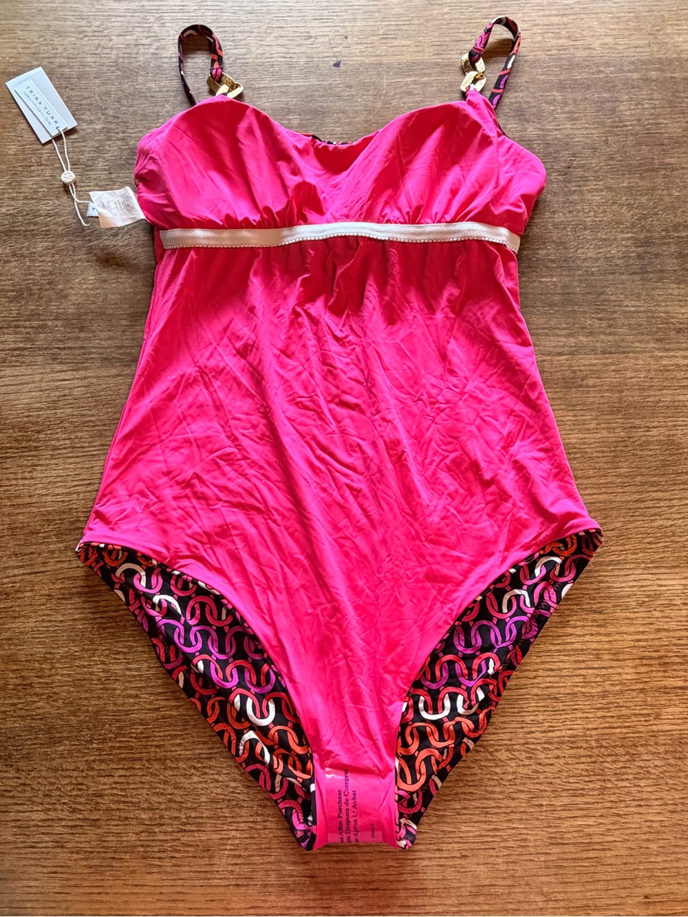Trina Turk Pink & Orange Patterned One-Piece Swimsuit - Picture 6 of 10
